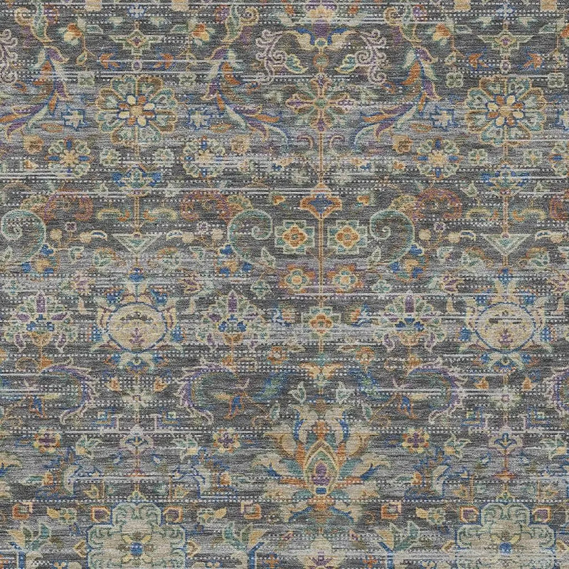8' X 10' Gray And Silver Floral Medallion Washable Indoor Outdoor Area Rug Homeroots Outdoor