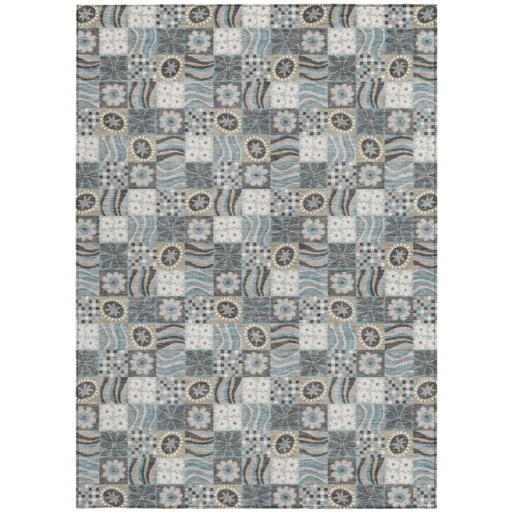 8' X 10' Gray And Silver Floral Washable Indoor Outdoor Area Rug Homeroots Outdoor