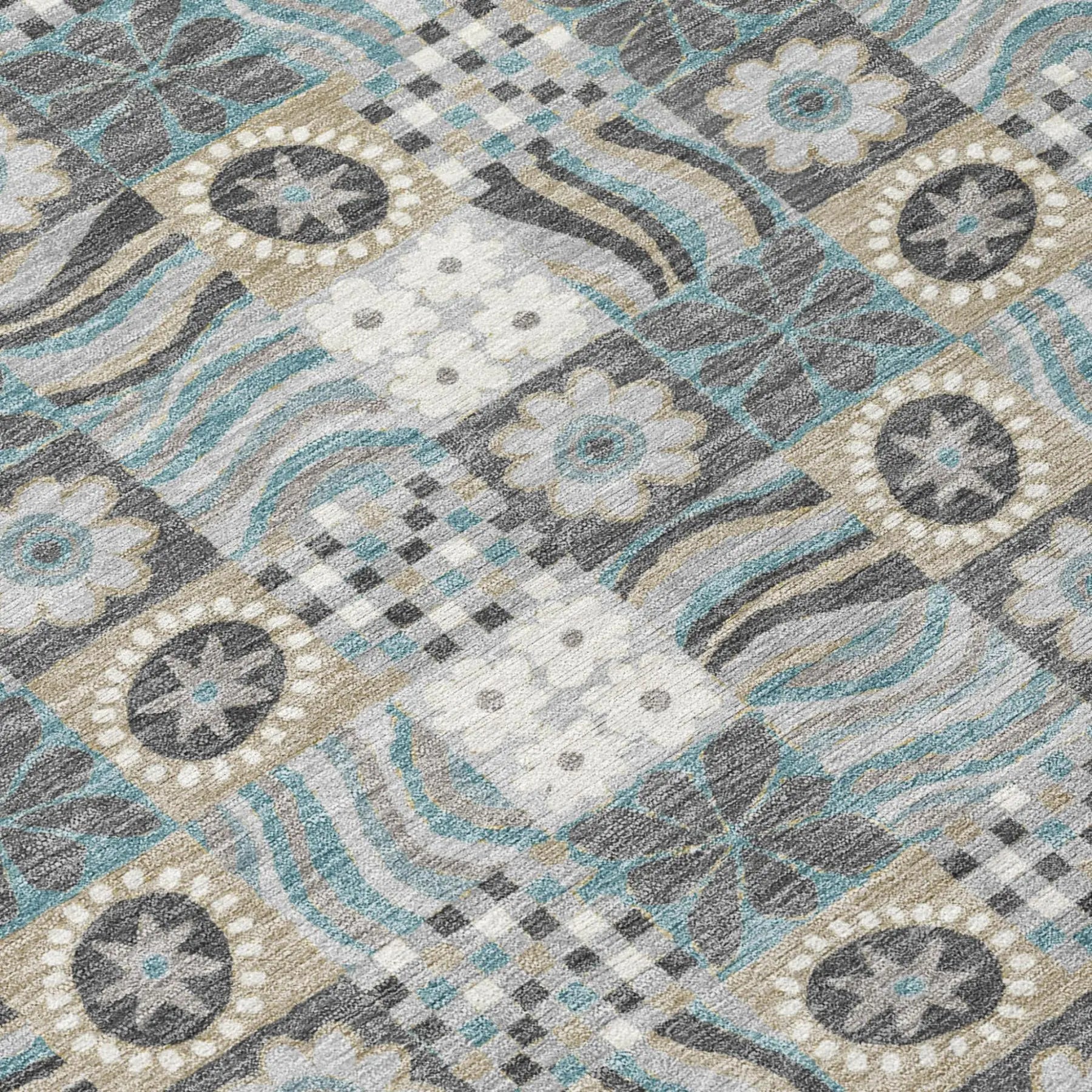 8' X 10' Gray And Silver Floral Washable Indoor Outdoor Area Rug Homeroots Outdoor