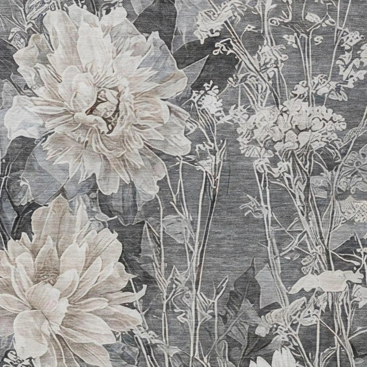 8' X 10' Gray And Silver Floral Washable Indoor Outdoor Area Rug Homeroots Outdoor