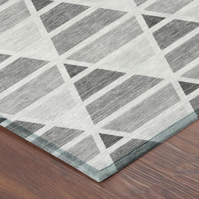 8' X 10' Gray And Silver Geometric Washable Indoor Outdoor Area Rug Homeroots Outdoor