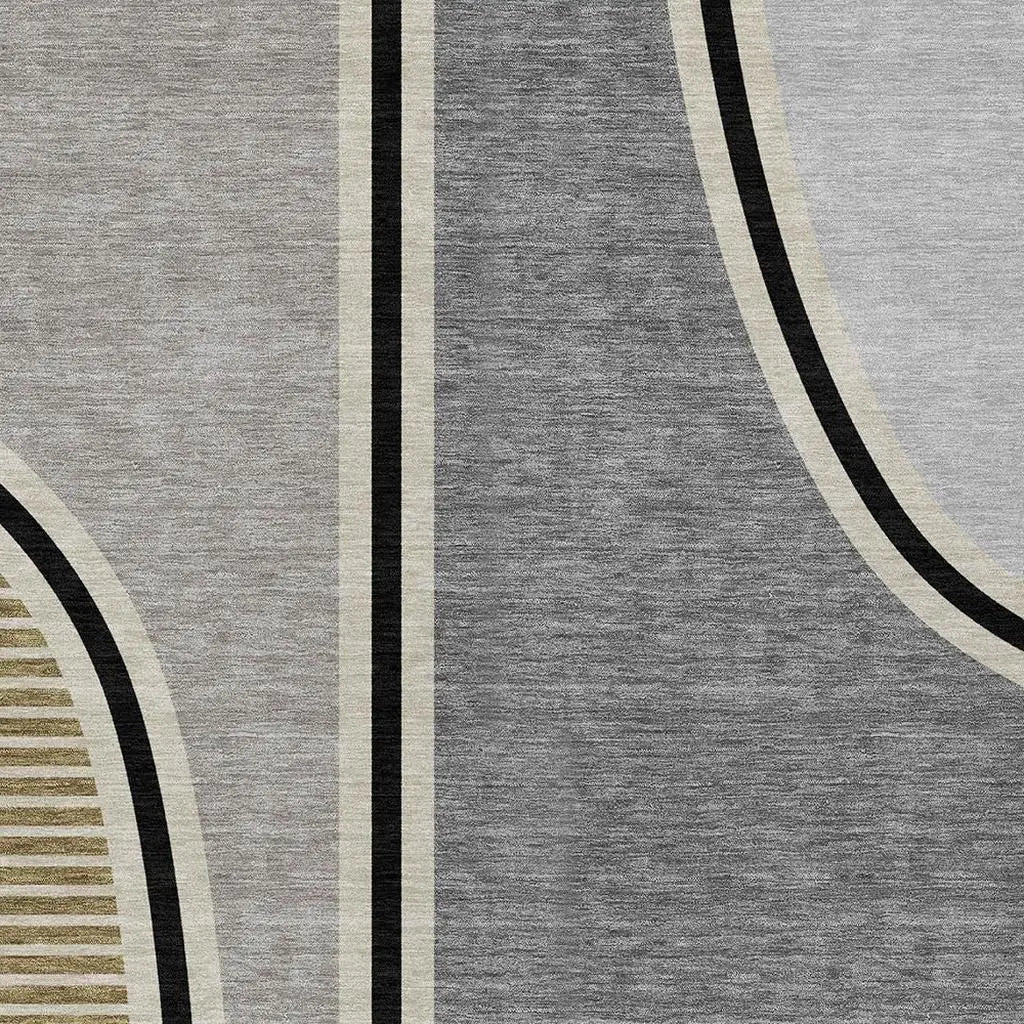 8' X 10' Gray And Silver Geometric Washable Indoor Outdoor Area Rug Homeroots Outdoor