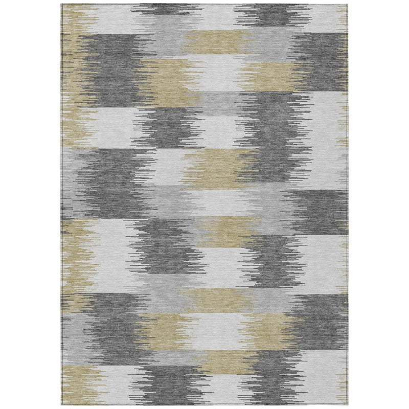 8' X 10' Gray And Silver Geometric Washable Indoor Outdoor Area Rug Homeroots Outdoor