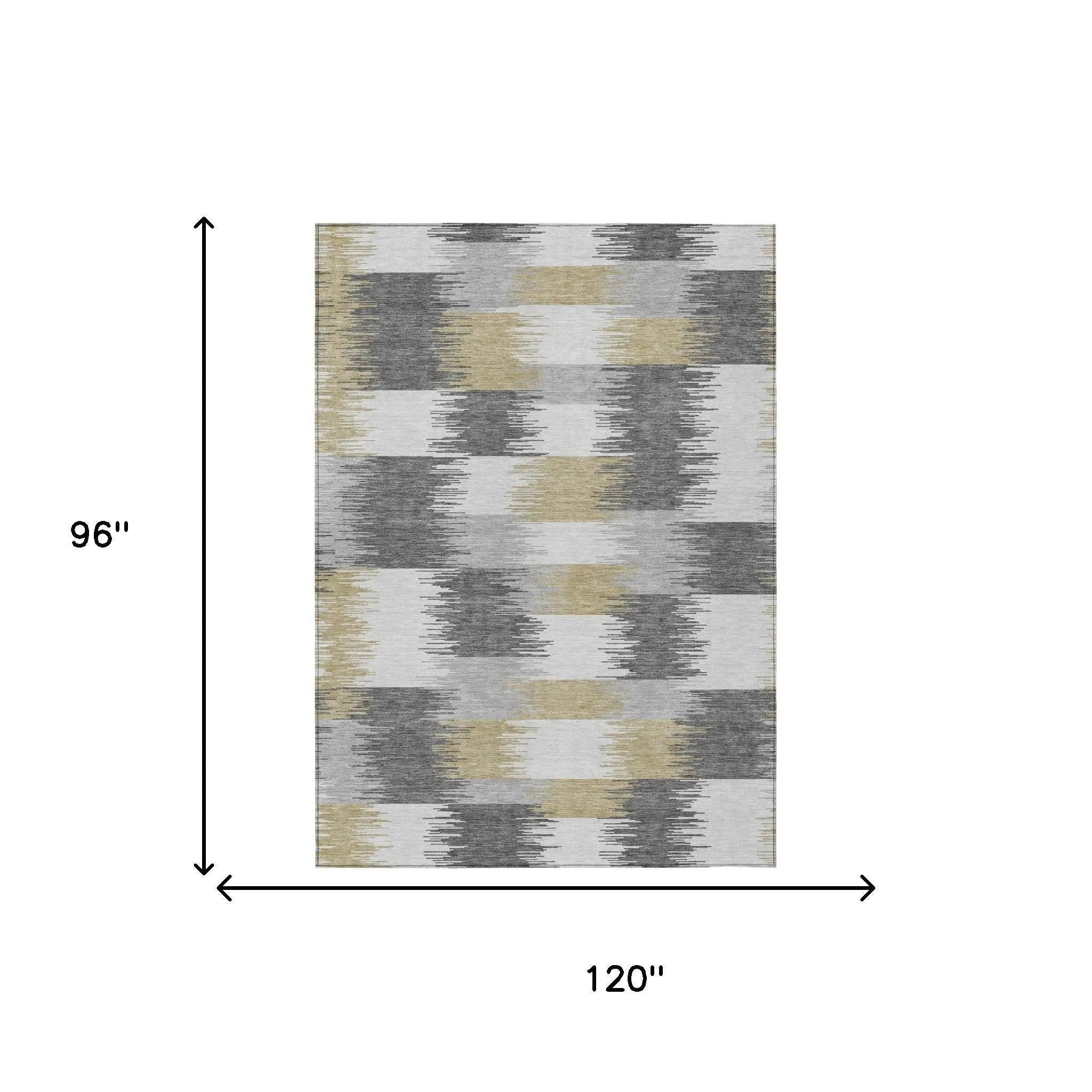 8' X 10' Gray And Silver Geometric Washable Indoor Outdoor Area Rug Homeroots Outdoor