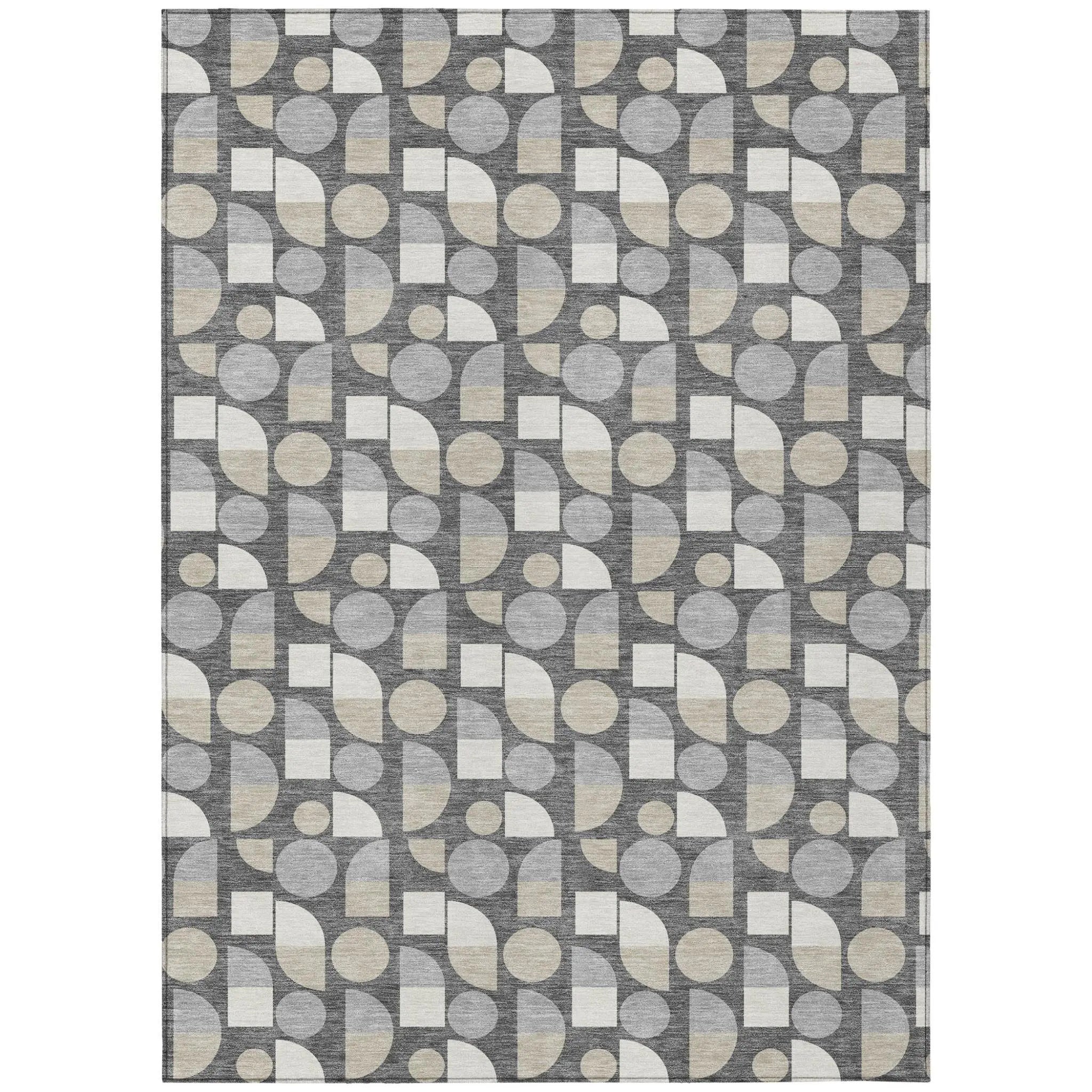 8' X 10' Gray And Silver Geometric Washable Indoor Outdoor Area Rug Homeroots Outdoor