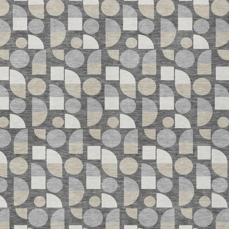 8' X 10' Gray And Silver Geometric Washable Indoor Outdoor Area Rug Homeroots Outdoor