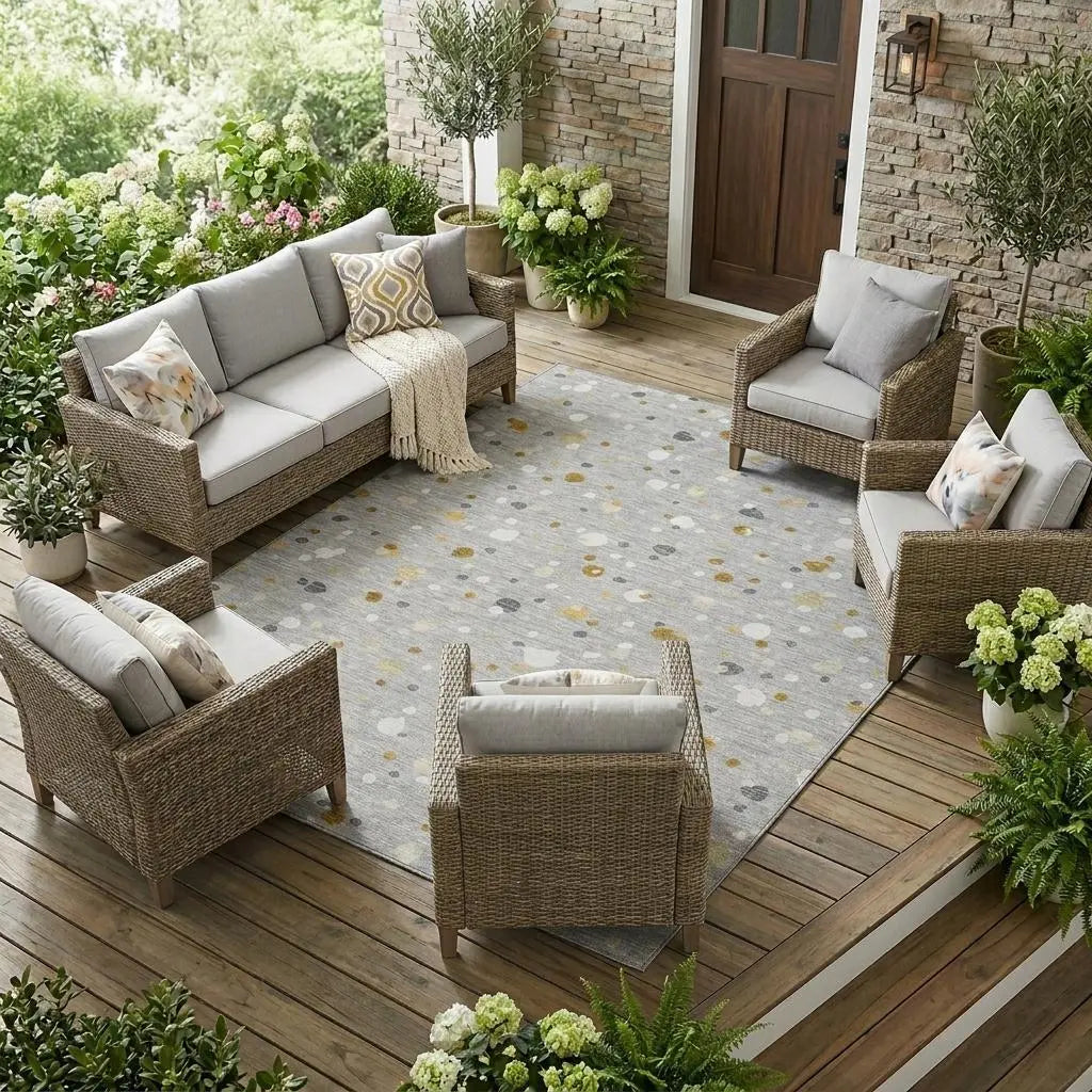 8' X 10' Gray And Silver Geometric Washable Indoor Outdoor Area Rug Homeroots Outdoor