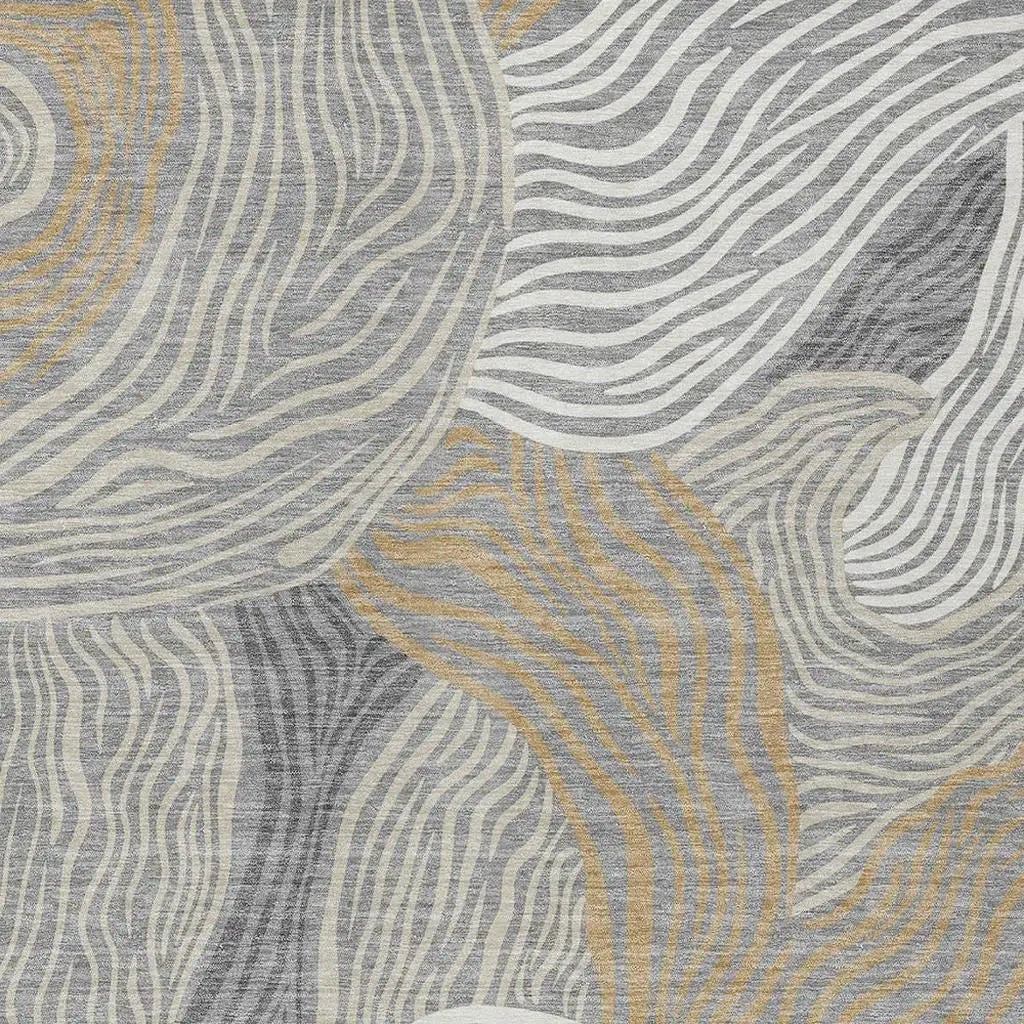 8' X 10' Gray And Silver Ikat Washable Indoor Outdoor Area Rug Homeroots Outdoor