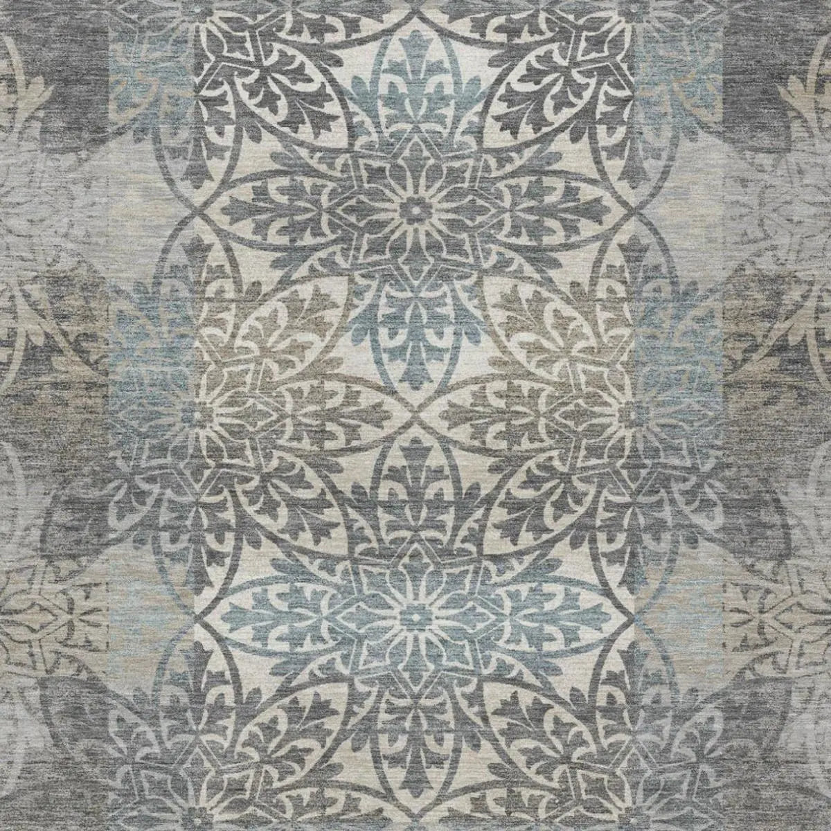 8' X 10' Gray And Silver Oriental Washable Indoor Outdoor Area Rug Homeroots Outdoor