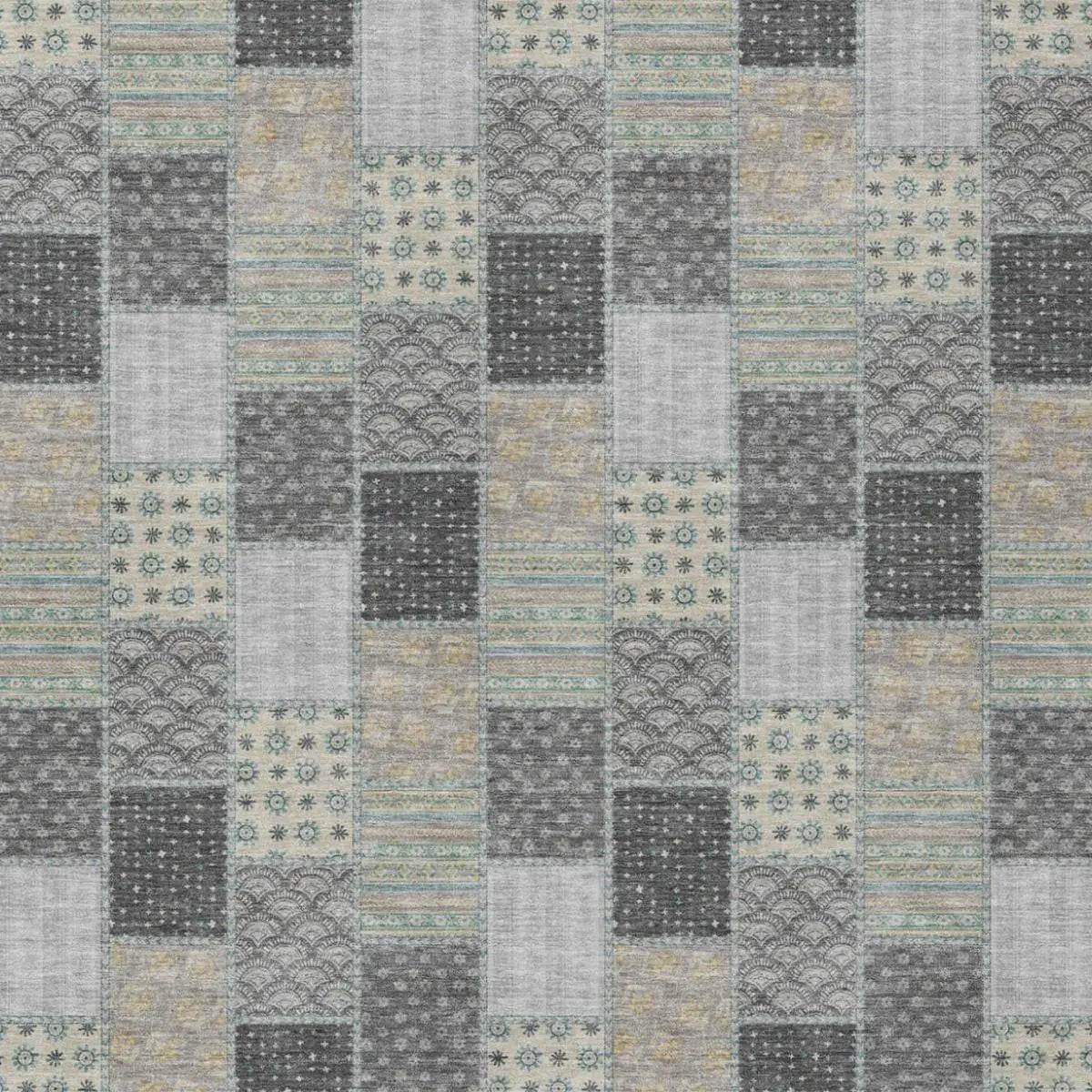8' X 10' Gray And Silver Patchwork Washable Indoor Outdoor Area Rug Homeroots Outdoor