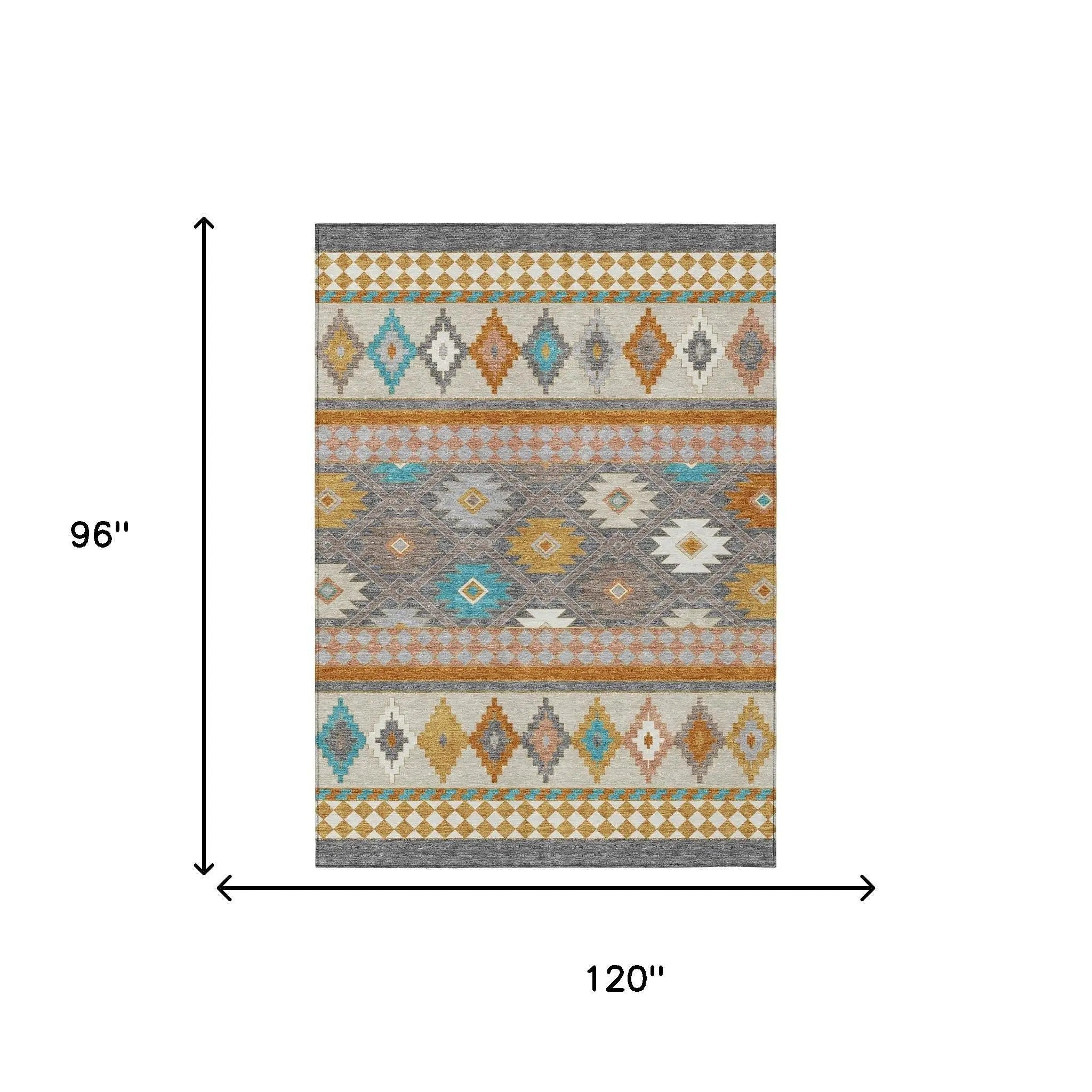 8' X 10' Gray And Silver Southwestern Washable Indoor Outdoor Area Rug Homeroots Outdoor