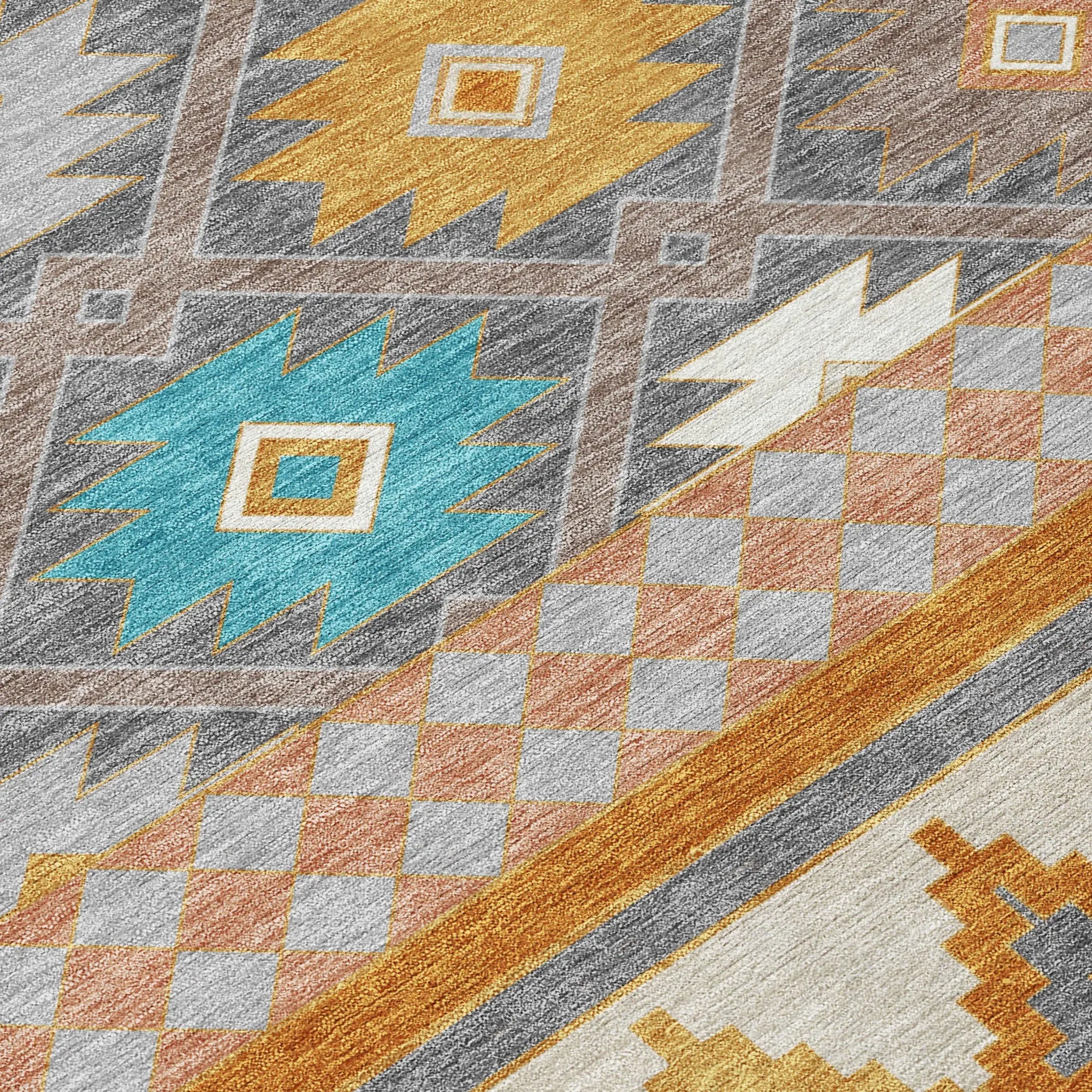 8' X 10' Gray And Silver Southwestern Washable Indoor Outdoor Area Rug Homeroots Outdoor