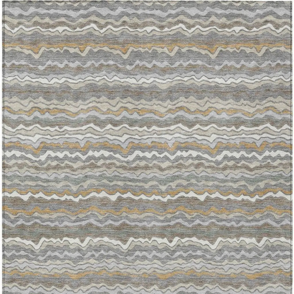 8' X 10' Gray And Silver Striped Washable Indoor Outdoor Area Rug Homeroots Outdoor