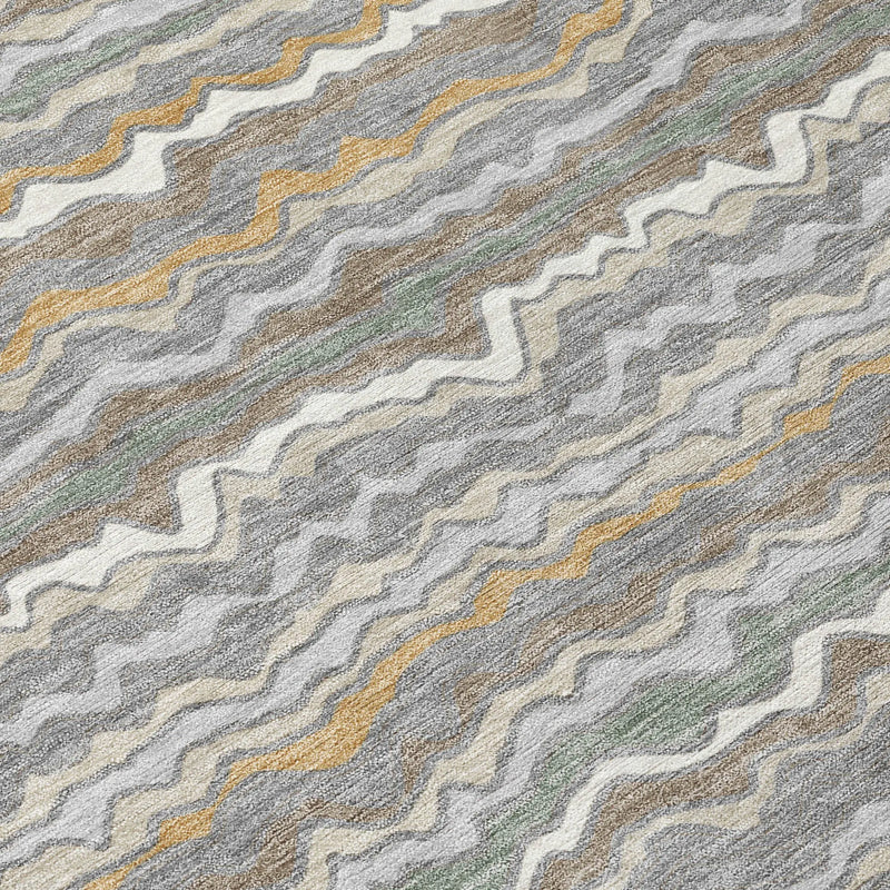 8' X 10' Gray And Silver Striped Washable Indoor Outdoor Area Rug Homeroots Outdoor