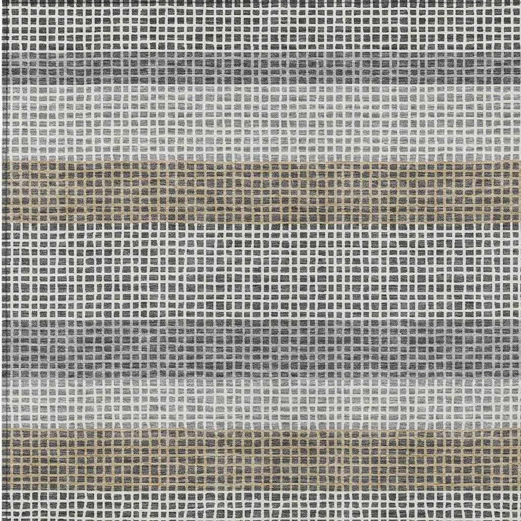 8' X 10' Gray And Silver Striped Washable Indoor Outdoor Area Rug Homeroots Outdoor