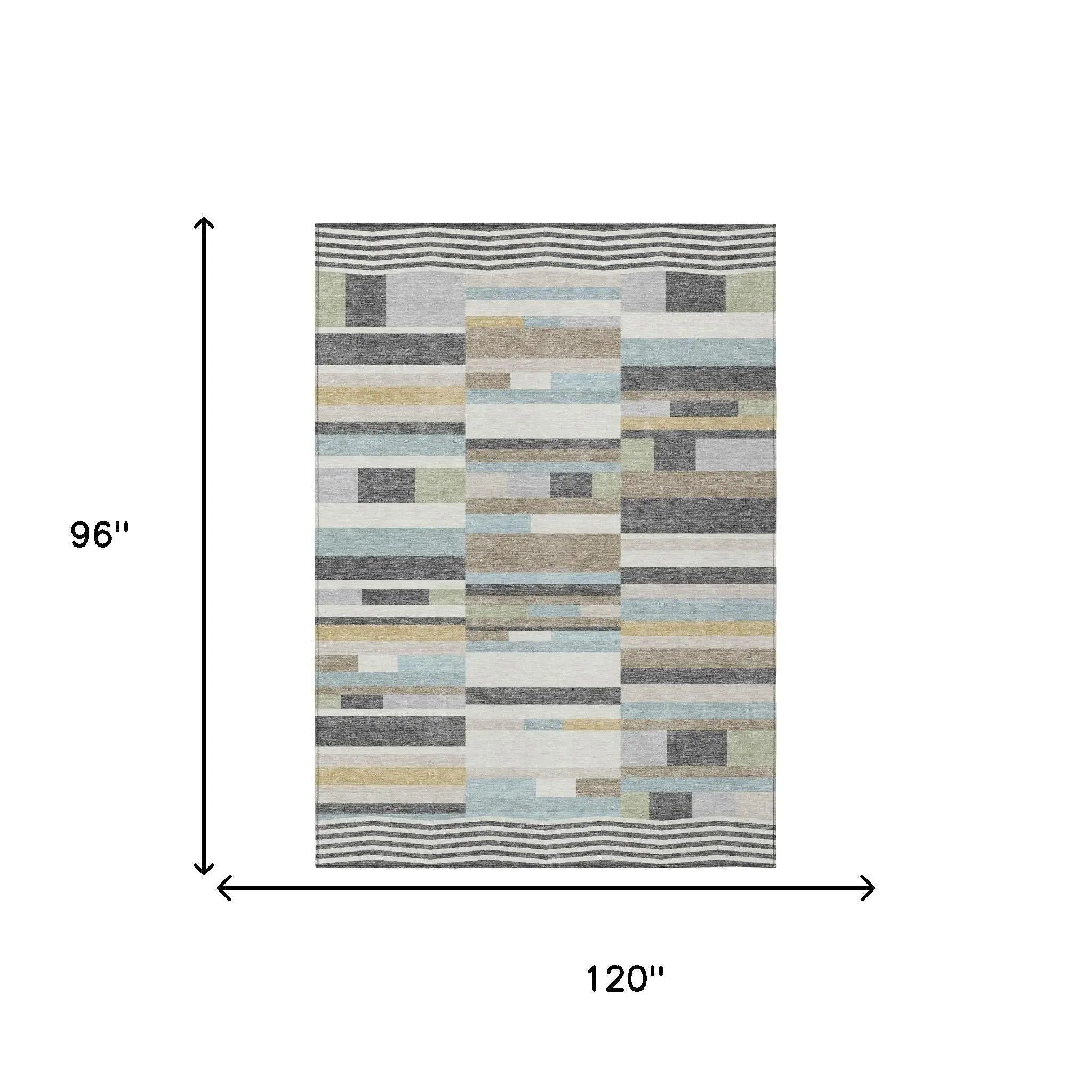 8' X 10' Gray And Silver Striped Washable Indoor Outdoor Area Rug Homeroots Outdoor