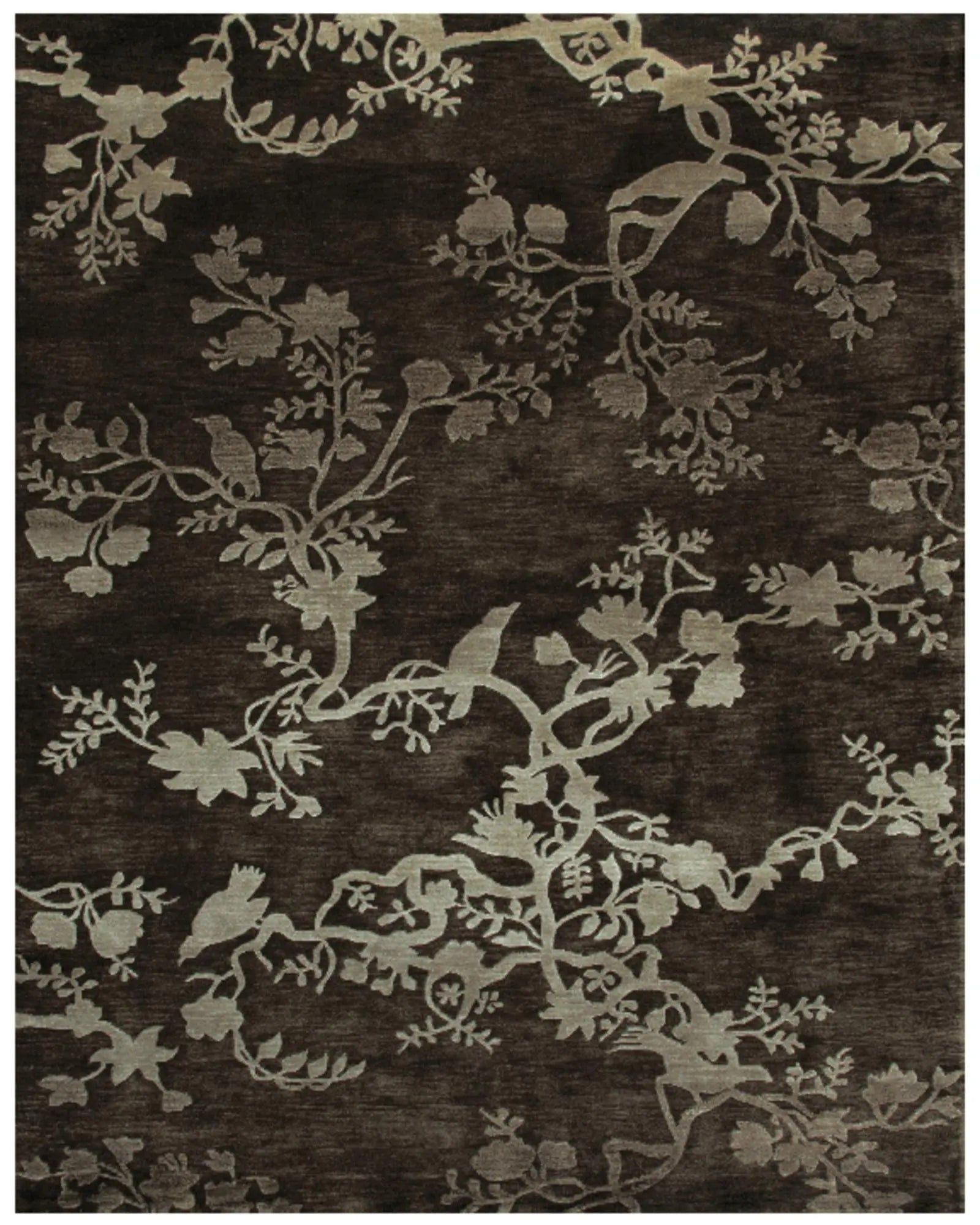 8' X 10' Gray And Silver Wool Floral Hand Knotted Area Rug Homeroots Home Decor