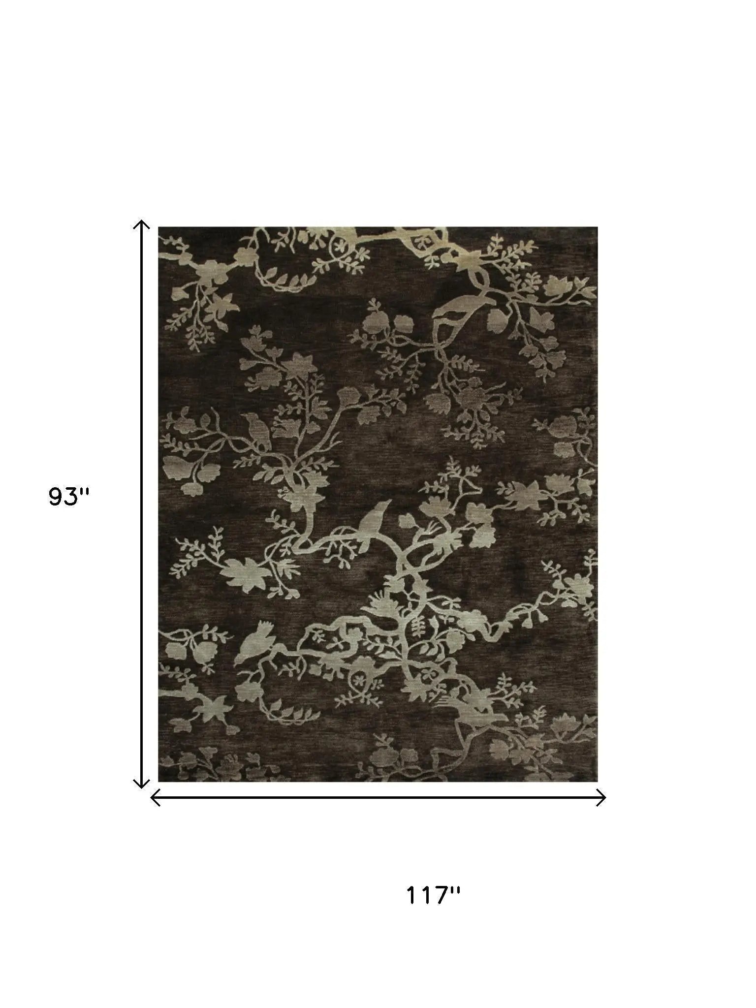8' X 10' Gray And Silver Wool Floral Hand Knotted Area Rug Homeroots Home Decor