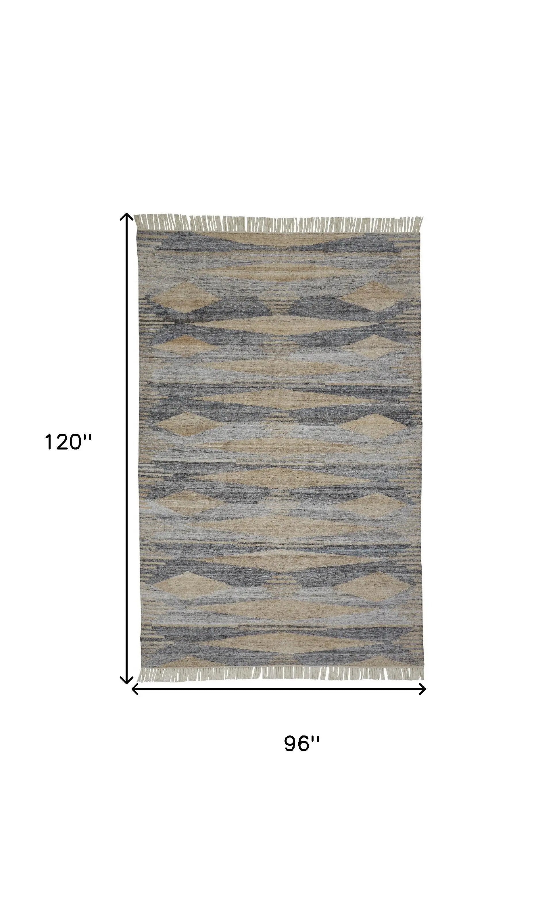 8' X 10' Gray Black And Brown Abstract Hand Woven Area Rug With Fringe Homeroots Outdoor