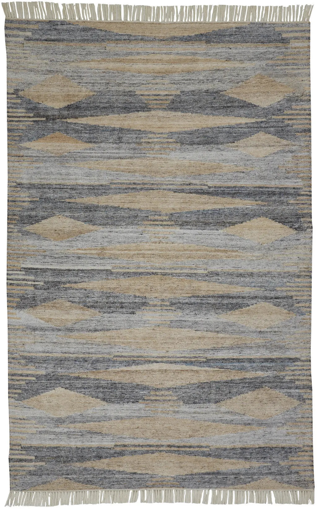 8' X 10' Gray Black And Brown Abstract Hand Woven Area Rug With Fringe Homeroots Outdoor