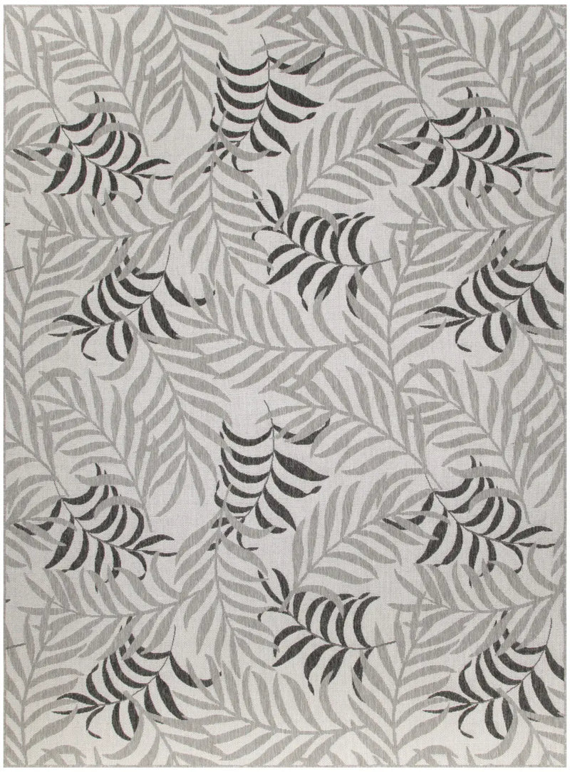 8' X 10' Gray Black And Ivory Palm Leaf Indoor Outdoor Area Rug Homeroots Outdoor