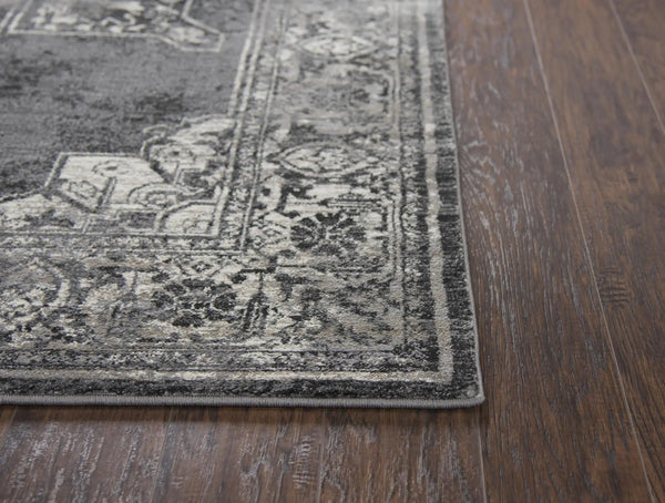 8' X 10' Gray Black Taupe Natural And Ivory Medallion Area Rug Homeroots Home Decor