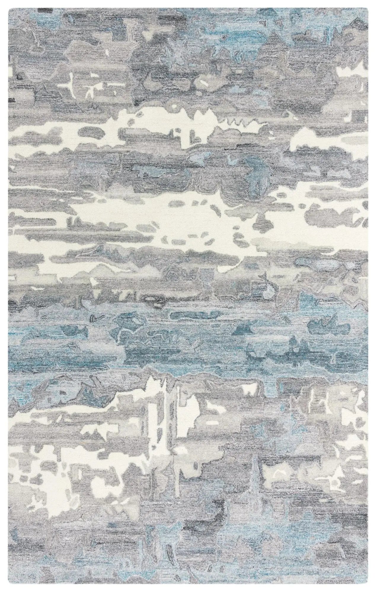 8' X 10' Gray Blue And Ivory Abstract Hand Tufted Area Rug Homeroots Home Decor