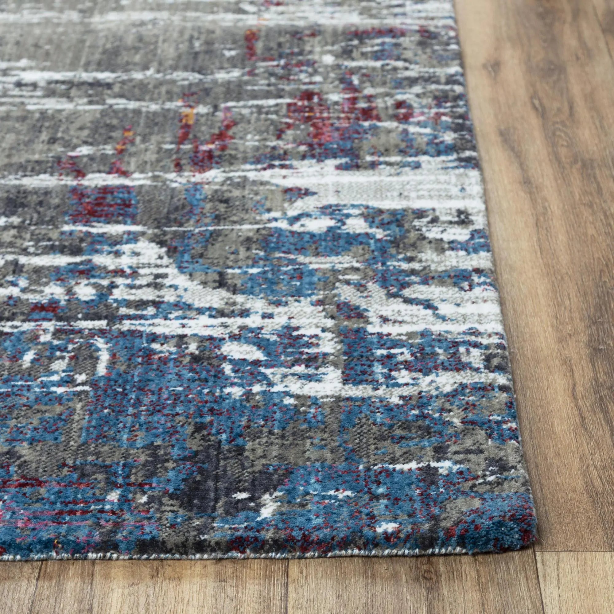 8' X 10' Gray Blue Pink Ivory And Orange Abstract Hand Carved Handmade Area Rug Homeroots Home Decor