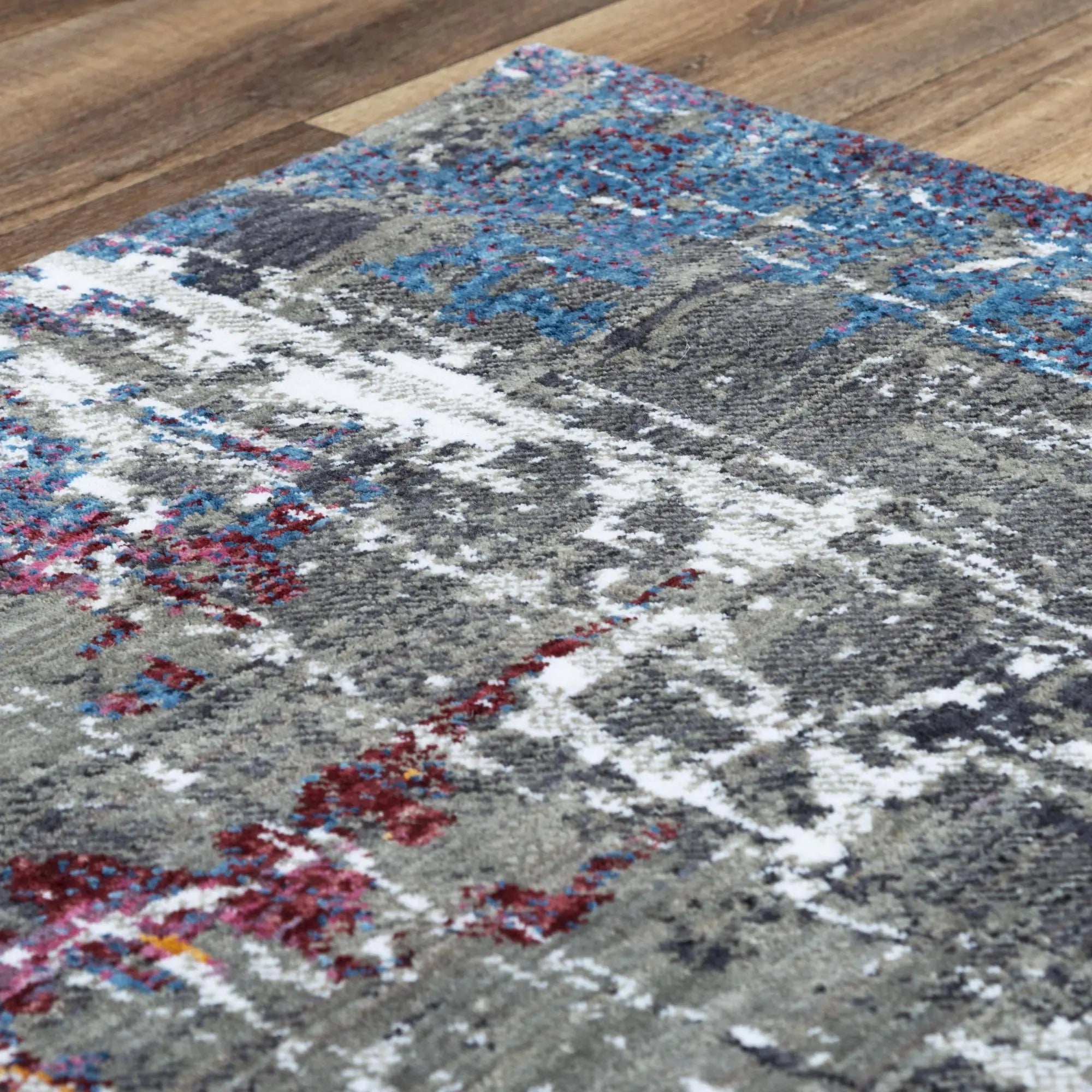 8' X 10' Gray Blue Pink Ivory And Orange Abstract Hand Carved Handmade Area Rug Homeroots Home Decor