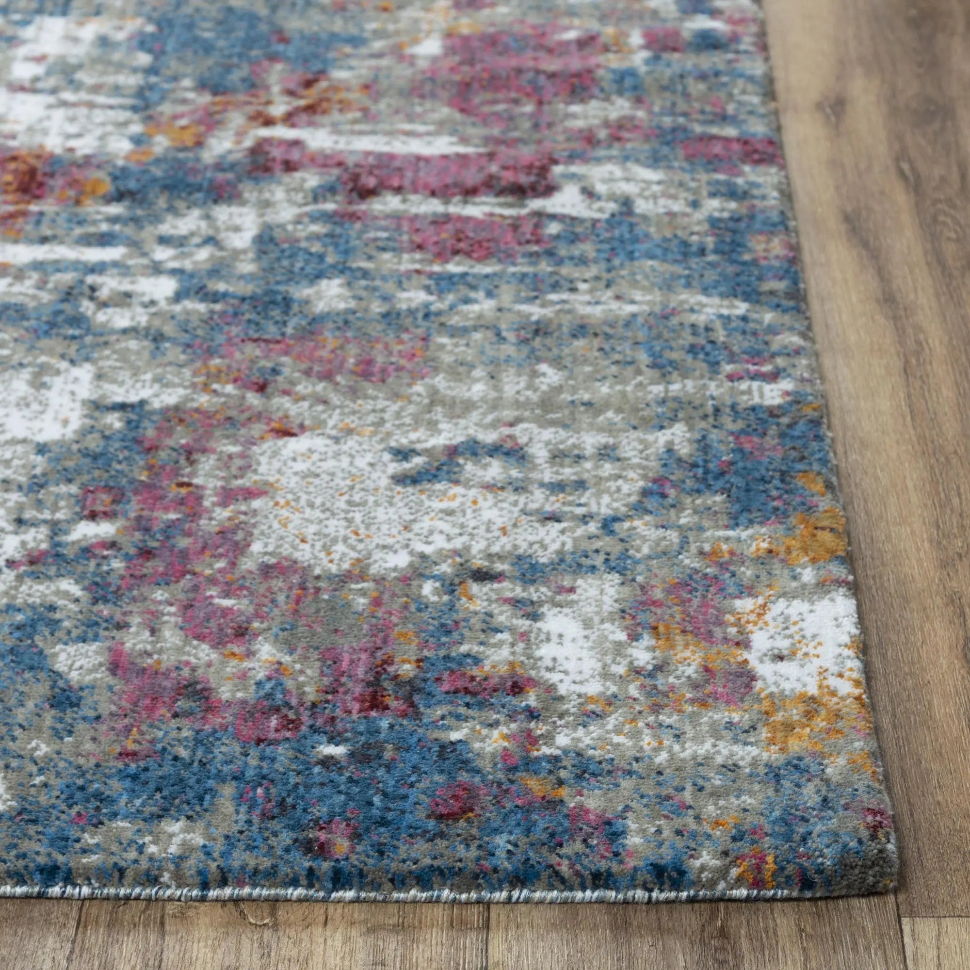 8' X 10' Gray Blue Pink Orange Red And Ivory Abstract Hand Carved Handmade Area Rug Homeroots Home Decor