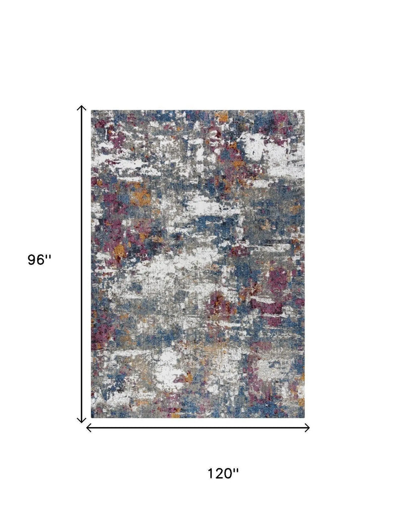 8' X 10' Gray Blue Pink Orange Red And Ivory Abstract Hand Carved Handmade Area Rug Homeroots Home Decor