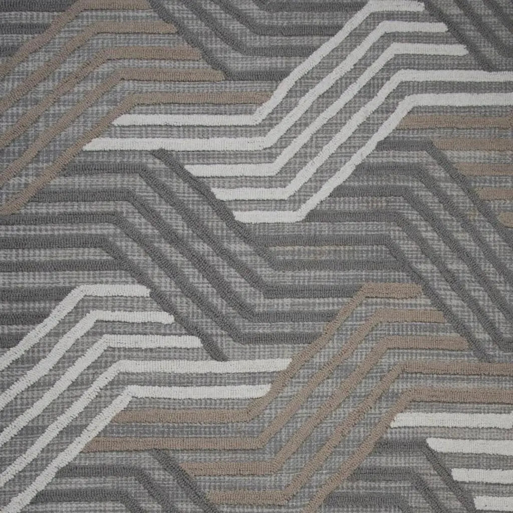 8' X 10' Gray Brown And Ivory Wool Geometric Hand Tufted Area Rug Homeroots Home Decor