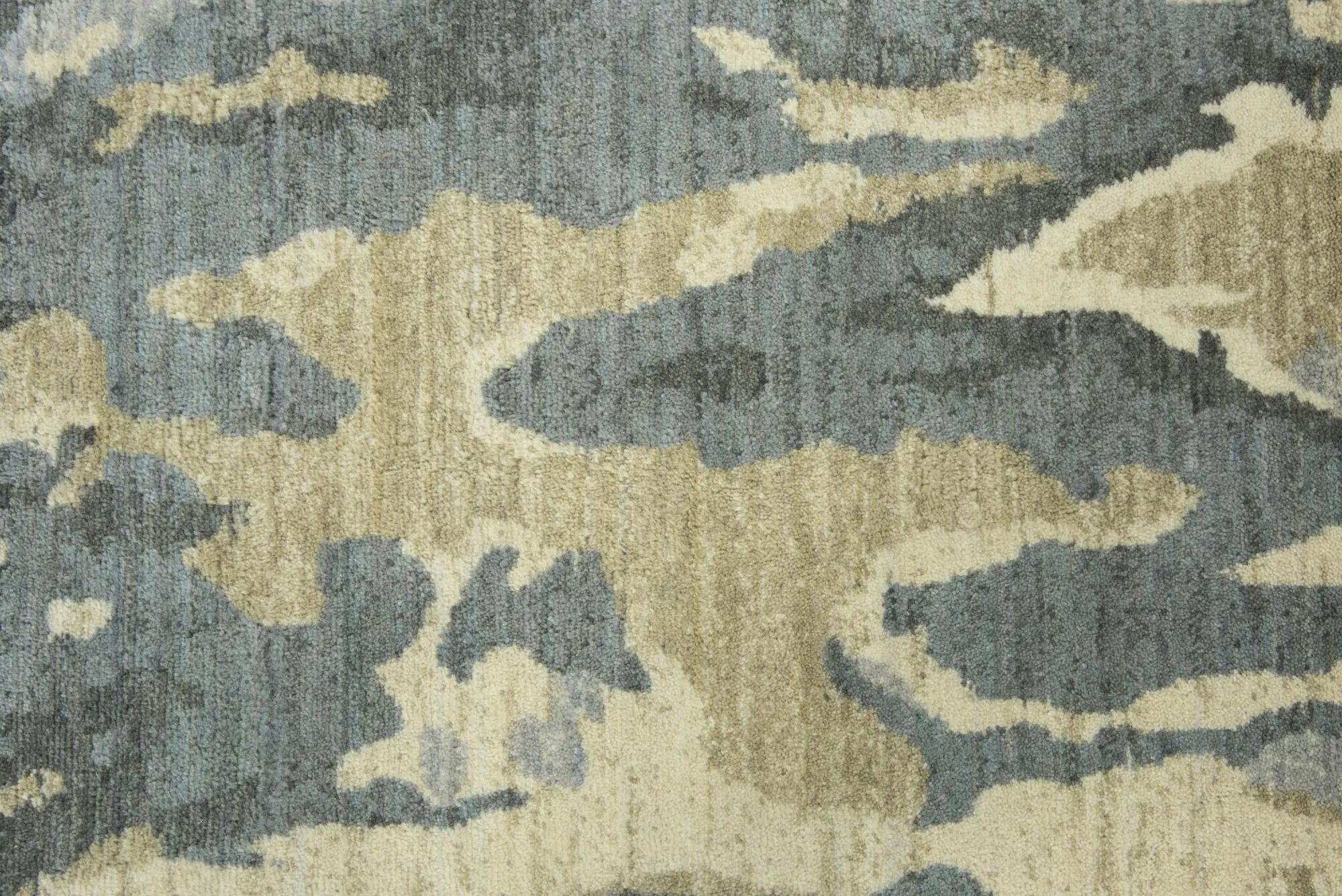 8' X 10' Gray Cream Yellow And Teal New Zealand Lambs Wool Abstract Hand Carved Handmade Area Rug Homeroots Home Decor