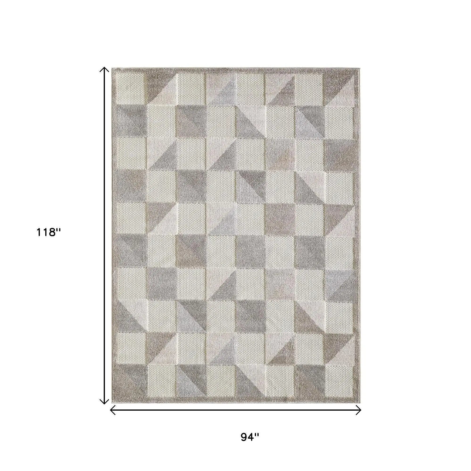 8' X 10' Gray Geometric Stain Resistant Indoor Outdoor Area Rug Homeroots Outdoor