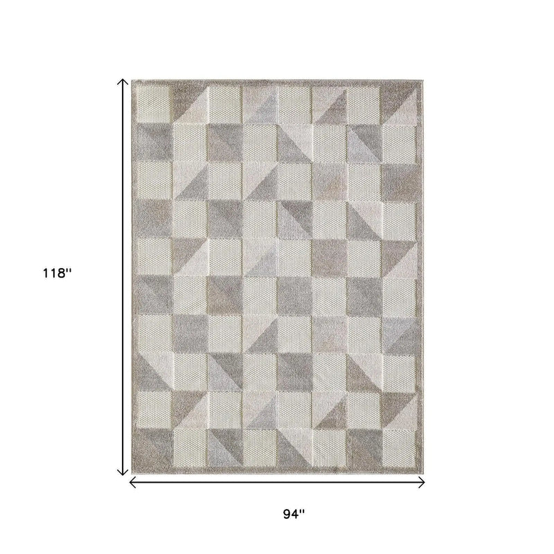 8' X 10' Gray Geometric Stain Resistant Indoor Outdoor Area Rug Homeroots Outdoor