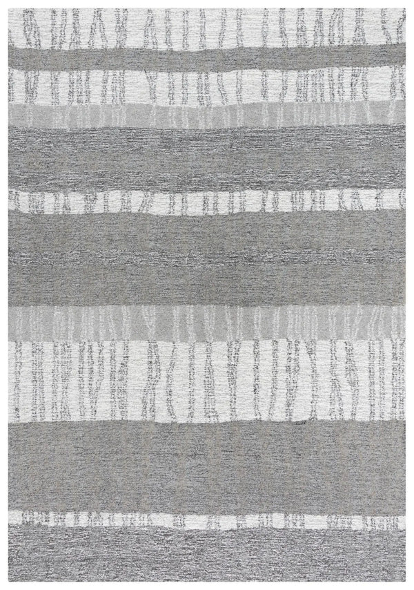 8' X 10' Gray Natural Dark Gray Light Gray And Ivory Wool Striped Hand Tufted Area Rug Homeroots Home Decor