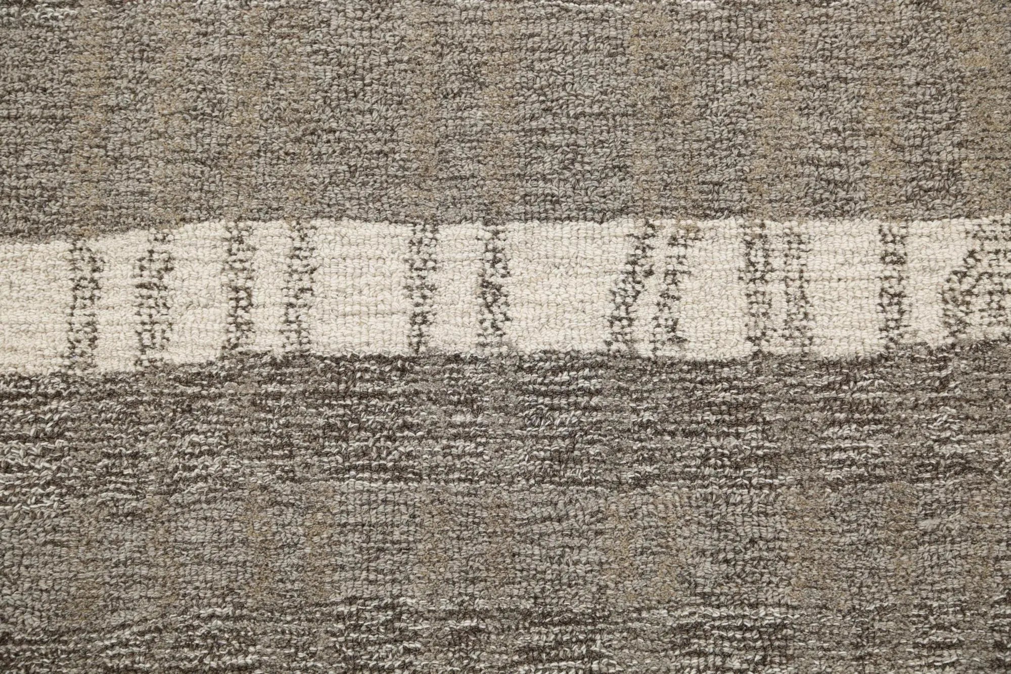 8' X 10' Gray Natural Dark Gray Light Gray And Ivory Wool Striped Hand Tufted Area Rug Homeroots Home Decor