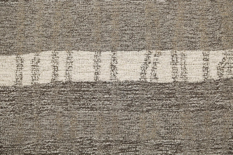 8' X 10' Gray Natural Dark Gray Light Gray And Ivory Wool Striped Hand Tufted Area Rug Homeroots Home Decor