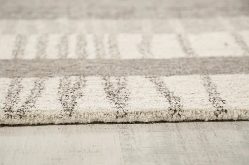 8' X 10' Gray Natural Dark Gray Light Gray And Ivory Wool Striped Hand Tufted Area Rug Homeroots Home Decor