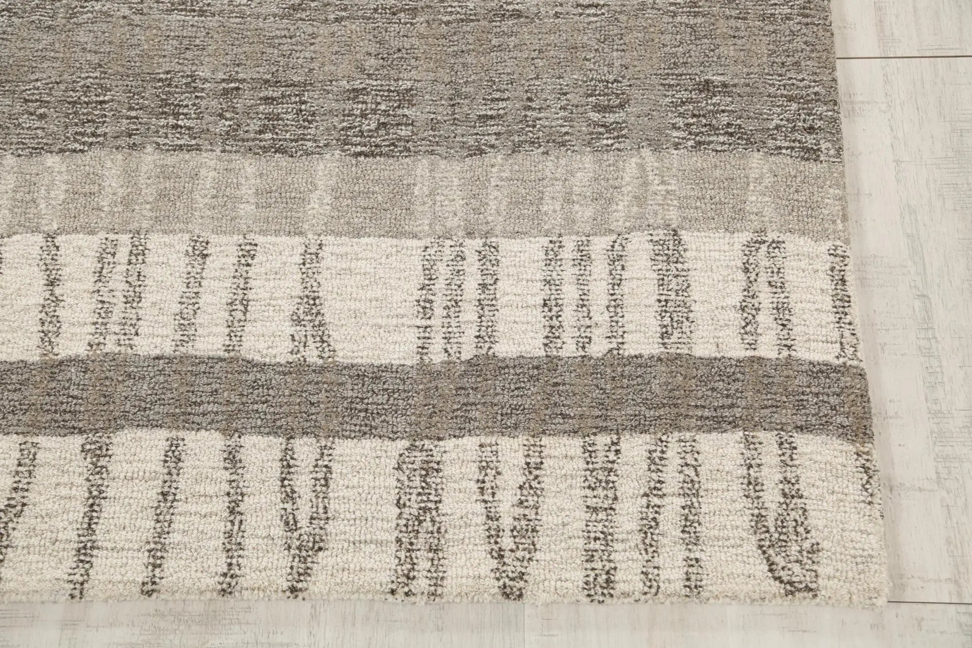 8' X 10' Gray Natural Dark Gray Light Gray And Ivory Wool Striped Hand Tufted Area Rug Homeroots Home Decor