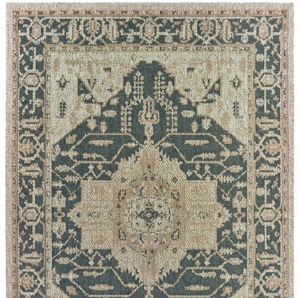 8' X 10' Gray Oriental Stain Resistant Indoor Outdoor Area Rug Homeroots Outdoor