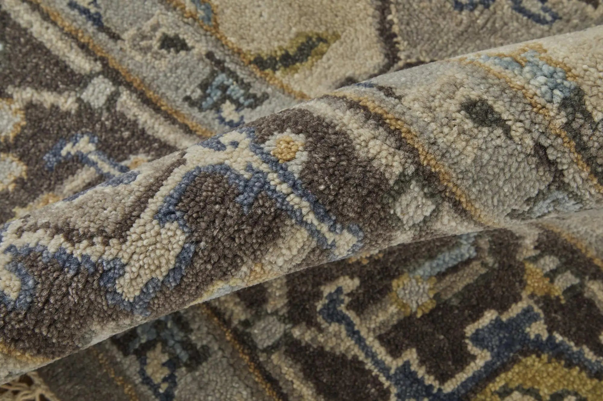 8' X 10' Gray Taupe And Blue Wool Oriental Hand Knotted Area Rug Homeroots Home Decor