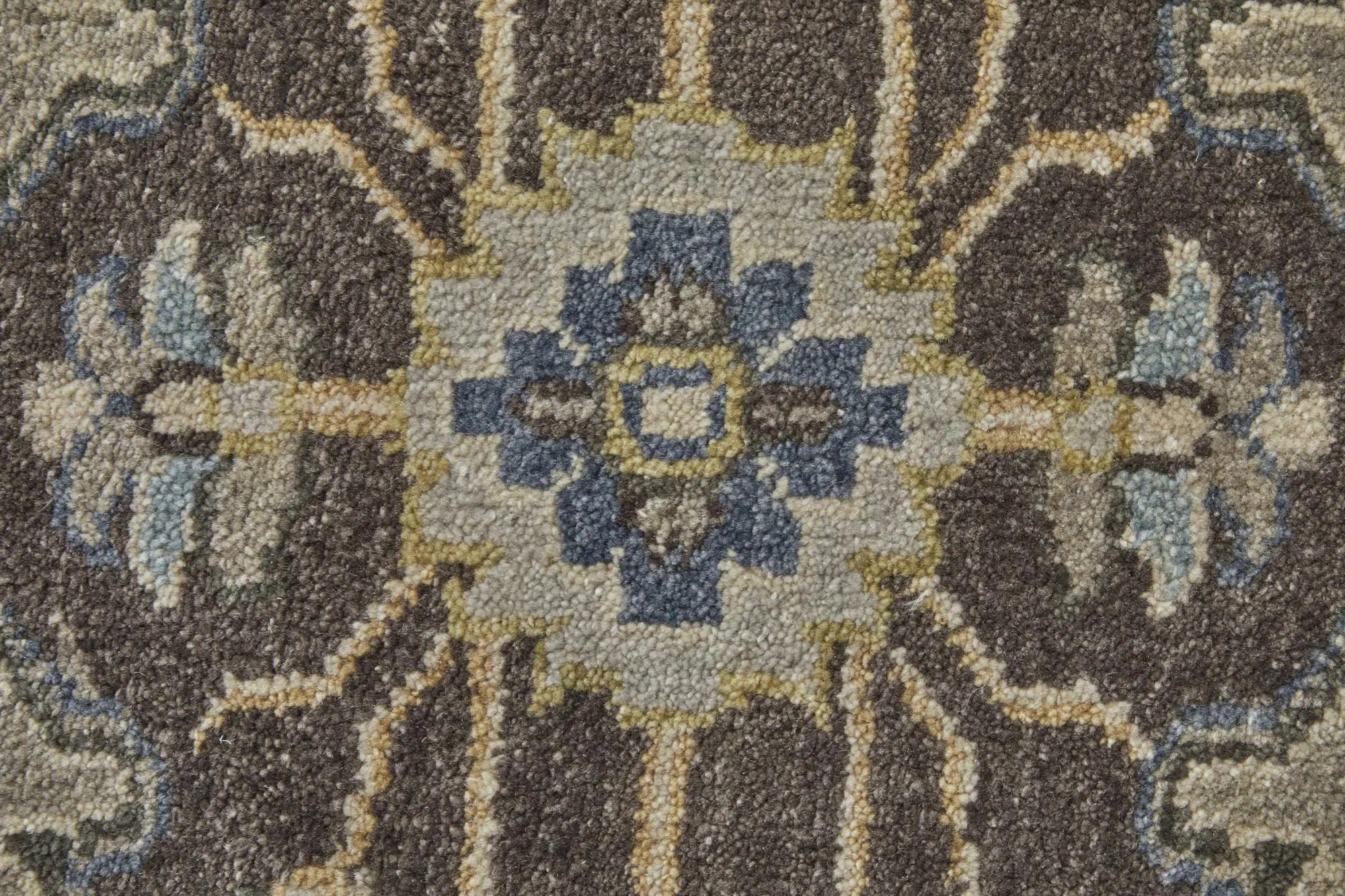 8' X 10' Gray Taupe And Blue Wool Oriental Hand Knotted Area Rug Homeroots Home Decor