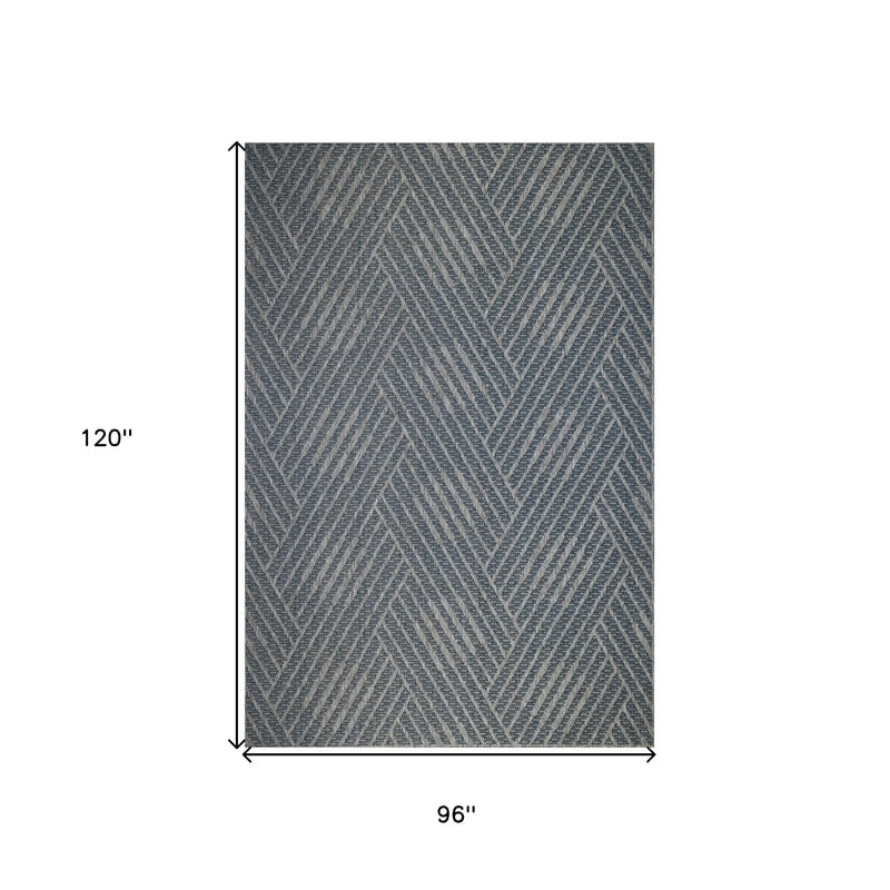 8' X 10' Gray and Blue Geometric Stain Resistant Indoor Outdoor Area Rug Homeroots Outdoor