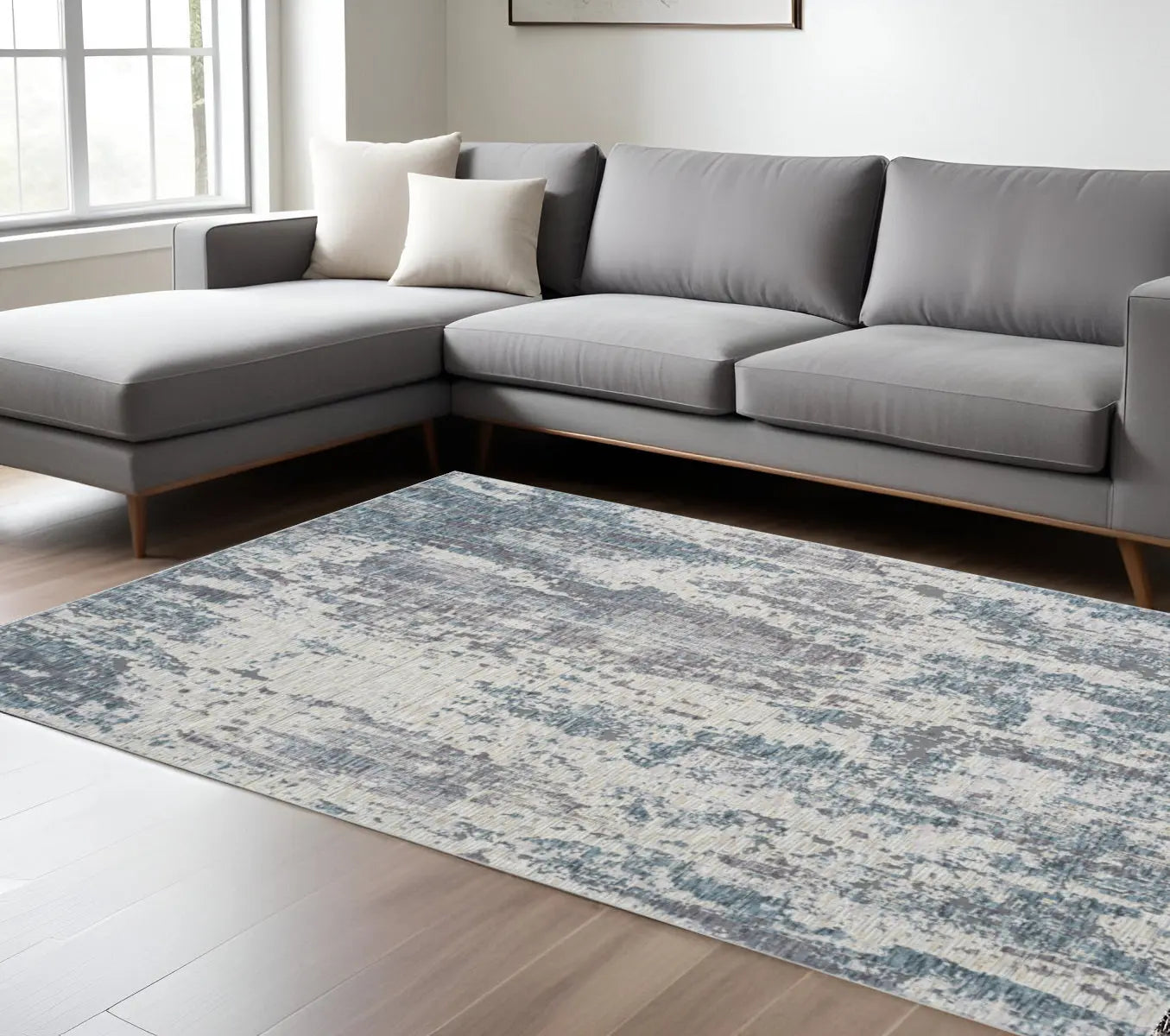 8' X 10' Gray and Ivory Abstract Area Rug Homeroots Home Decor