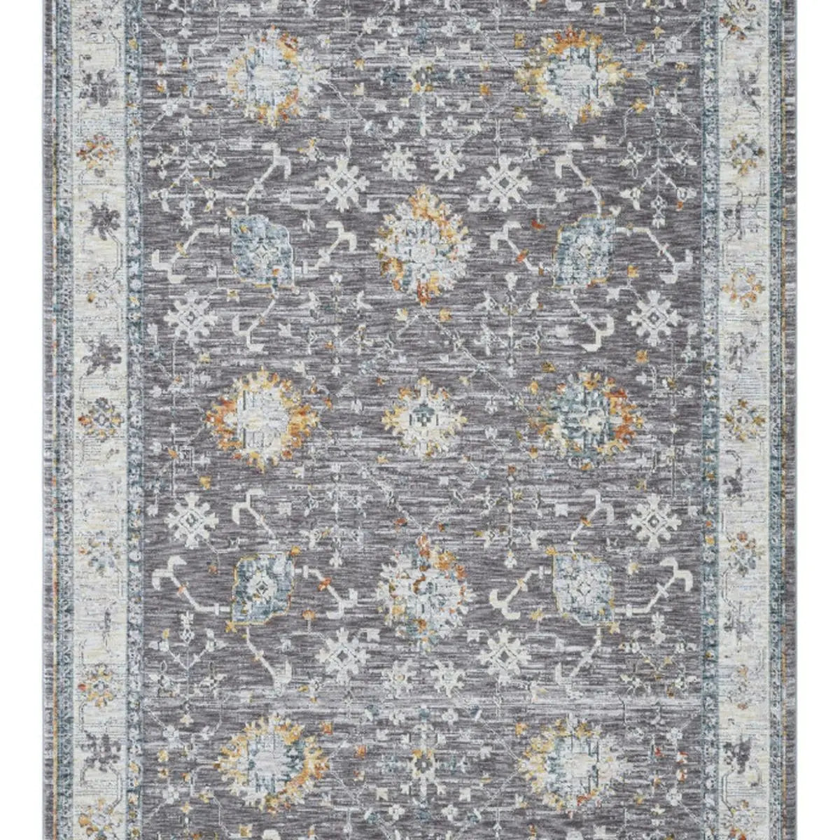 8' X 10' Gray and Ivory Floral Area Rug Homeroots Home Decor