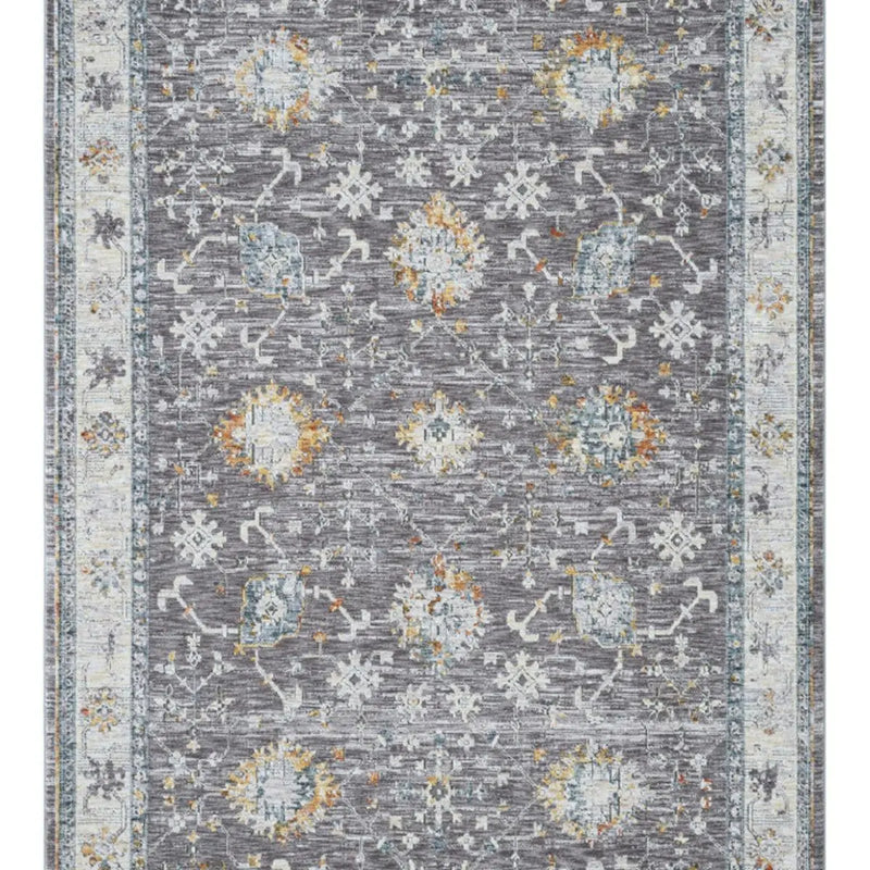 8' X 10' Gray and Ivory Floral Area Rug Homeroots Home Decor