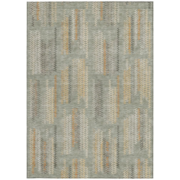 8' X 10' Green And Beige Abstract Washable Indoor Outdoor Area Rug Homeroots Outdoor