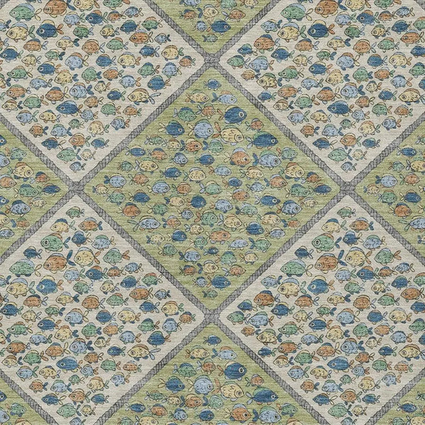 8' X 10' Green And Beige Abstract Washable Indoor Outdoor Area Rug Homeroots Outdoor