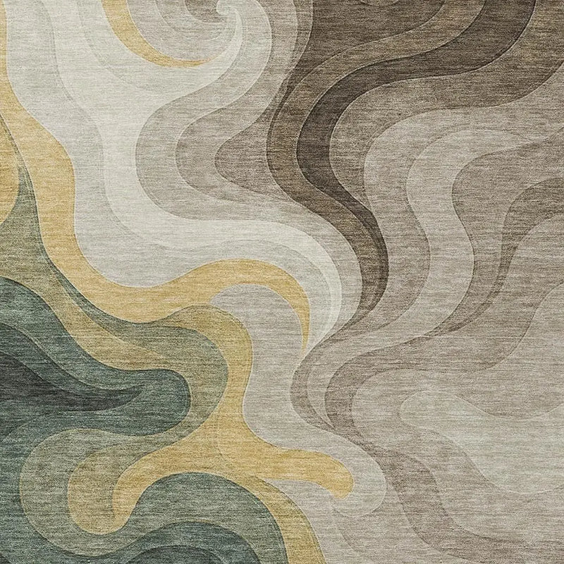 8' X 10' Green And Beige Abstract Washable Indoor Outdoor Area Rug Homeroots Outdoor